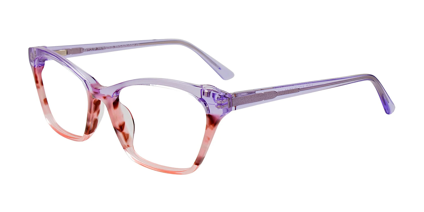 EasyClip EC542 Eyeglasses with Clip-on Sunglasses Crystal Light Purple & Marbled Pink