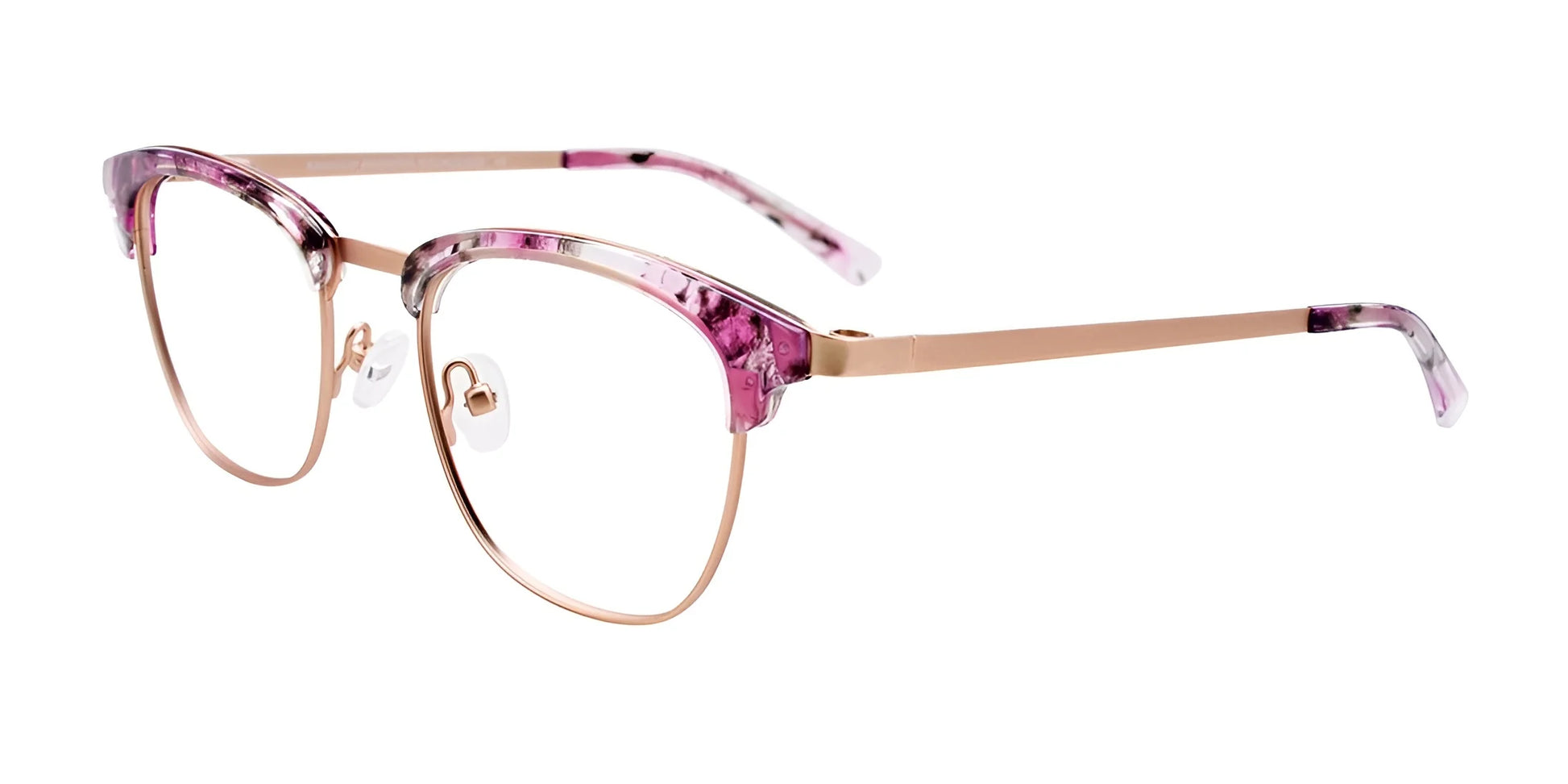 EasyClip EC544 Eyeglasses Matt Rose Gold & Marbled Lilac & Crystal