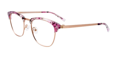 EasyClip EC544 Eyeglasses with Clip-on Sunglasses Matt Rose Gold & Marbled Lilac & Crystal