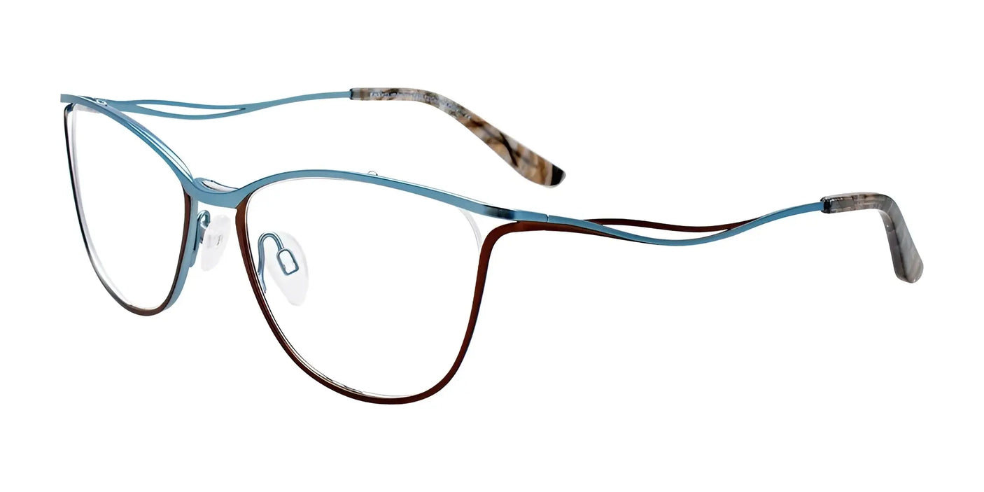 EasyClip EC546 Eyeglasses with Clip-on Sunglasses Matt Brown & Matt Blue