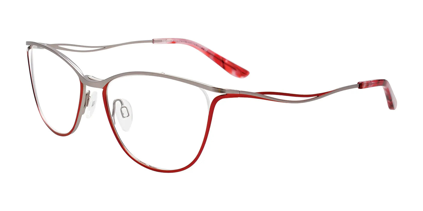 Indulge in luxury eyewear with the EasyClip EC546 Eyeglasses with Clip-on Sunglasses. Designed by EasyClip, these glasses feature a sleek and modern aesthetic with thin frames. They exude sophistication from every angle, and come with an optional polarized clip for versatile viewing. Size 53.