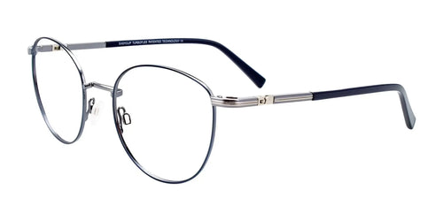 EasyClip EC547 Eyeglasses with Clip-on Sunglasses / Size 51 / Satin Blue & Shiny Steel Blue