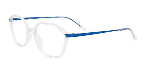 EasyClip EC550 Eyeglasses with Clip-on Sunglasses / Size 52 / Crystal & Brushed Blue Steel