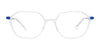 EasyClip EC550 Eyeglasses with Clip-on Sunglasses | Size 52 / Crystal & Brushed Blue Steel