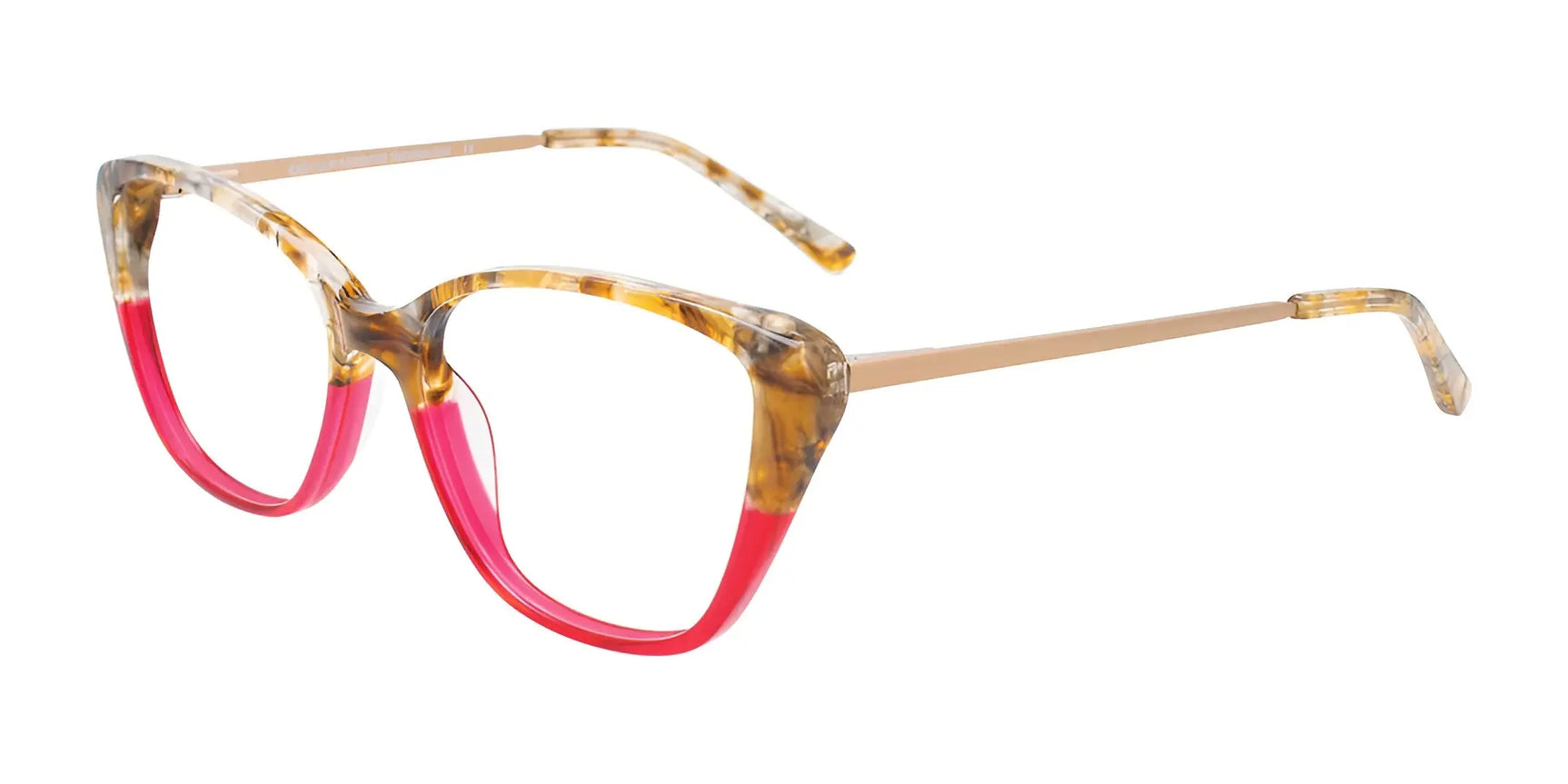 EasyClip EC552 Eyeglasses with Clip-on Sunglasses Brown Marbled & Red