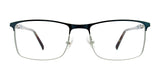 The stylish EasyClip EC554 Eyeglasses in size 50 boast a sleek design with a black frame and silver temples, crafted to be ready for your prescription needs.