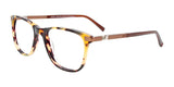 The EasyClip EC555 eyeglasses in size 48 showcase a luxurious tortoiseshell design with a brown and gold pattern, complemented by thin arms featuring metallic accents.