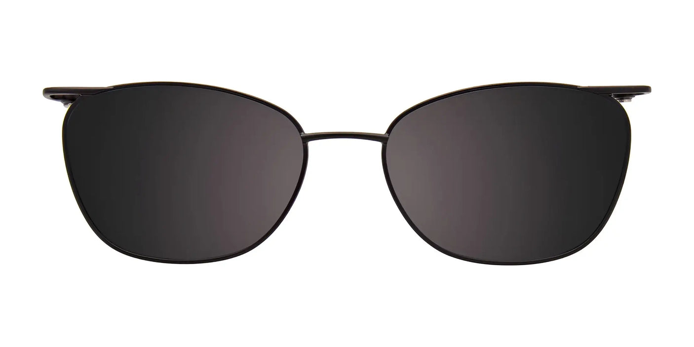 EasyClip EC557 eyeglasses with clip-on sunglasses featuring a slim metal frame and dark polarized lenses, displayed against a white background.