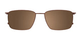 The EasyClip EC560 Eyeglasses with Clip-on Sunglasses, size 53, by EasyClip, feature a brown rectangular design and a thin metal frame, allowing for quick switching to polarized lenses with an easy clip-on attachment when viewed from the front.