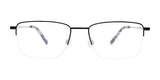 EasyClip EC560 eyeglasses with rectangular lenses and a sleek clip-on attachment, showcased against a white background.