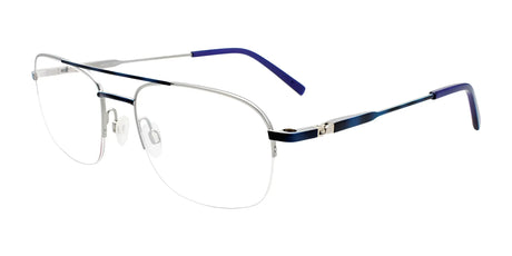 EasyClip EC561 Eyeglasses with Clip-on Sunglasses Satin Blue Marbled & Silver