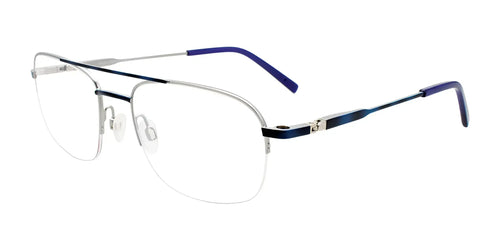EasyClip EC561 Eyeglasses with Clip-on Sunglasses / Size 56 / Satin Blue Marbled & Silver