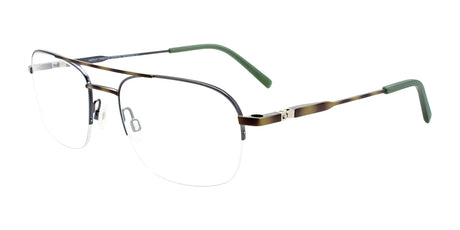 EasyClip EC561 Eyeglasses with Clip-on Sunglasses Satin Green Marbled & Steel