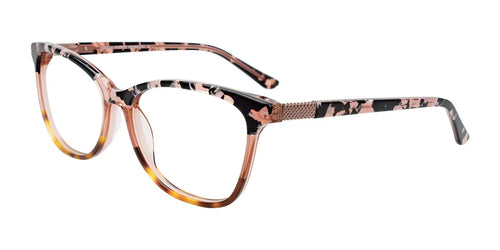 EasyClip EC563 Eyeglasses with Clip-on Sunglasses / Size 56 / Cry Lt Br & Blk Mb & Dem Amb