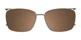 EasyClip EC564 Eyeglasses feature a square design with thin metallic frames in brown, set against a white background. The set includes polarized clip-on sunglasses for versatile style and sun protection.