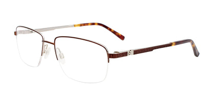 EasyClip EC567 Eyeglasses with Clip-on Sunglasses Satin Brown & Matt Silver