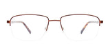 The EasyClip EC567 Eyeglasses with Clip-on Sunglasses, boasting a sleek brown rectangular design and slim frame, are showcased elegantly on a white background.