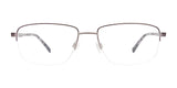 The EasyClip EC567 Eyeglasses feature a rimless design with thin metal temples and innovative EasyClip technology, effortlessly transforming into stylish clip-on sunglasses. These glasses present a sleek appearance against a white background.