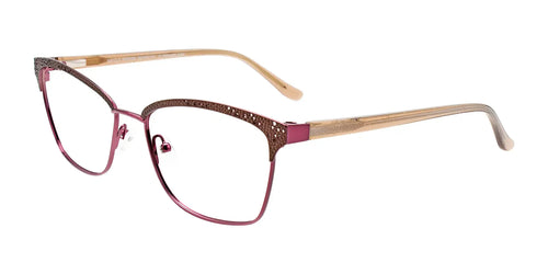 EasyClip EC570 Eyeglasses with Clip-on Sunglasses / Size 56 / Matt Brown & Shiny Plum