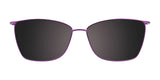 The EasyClip EC570 eyeglasses with Clip-on Sunglasses from EasyClip boast a stylish purple design with black lenses, elegantly displayed from the front.