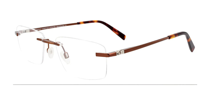 EasyClip EC573 Eyeglasses with Clip-on Sunglasses | Size 52 / Satin Brown