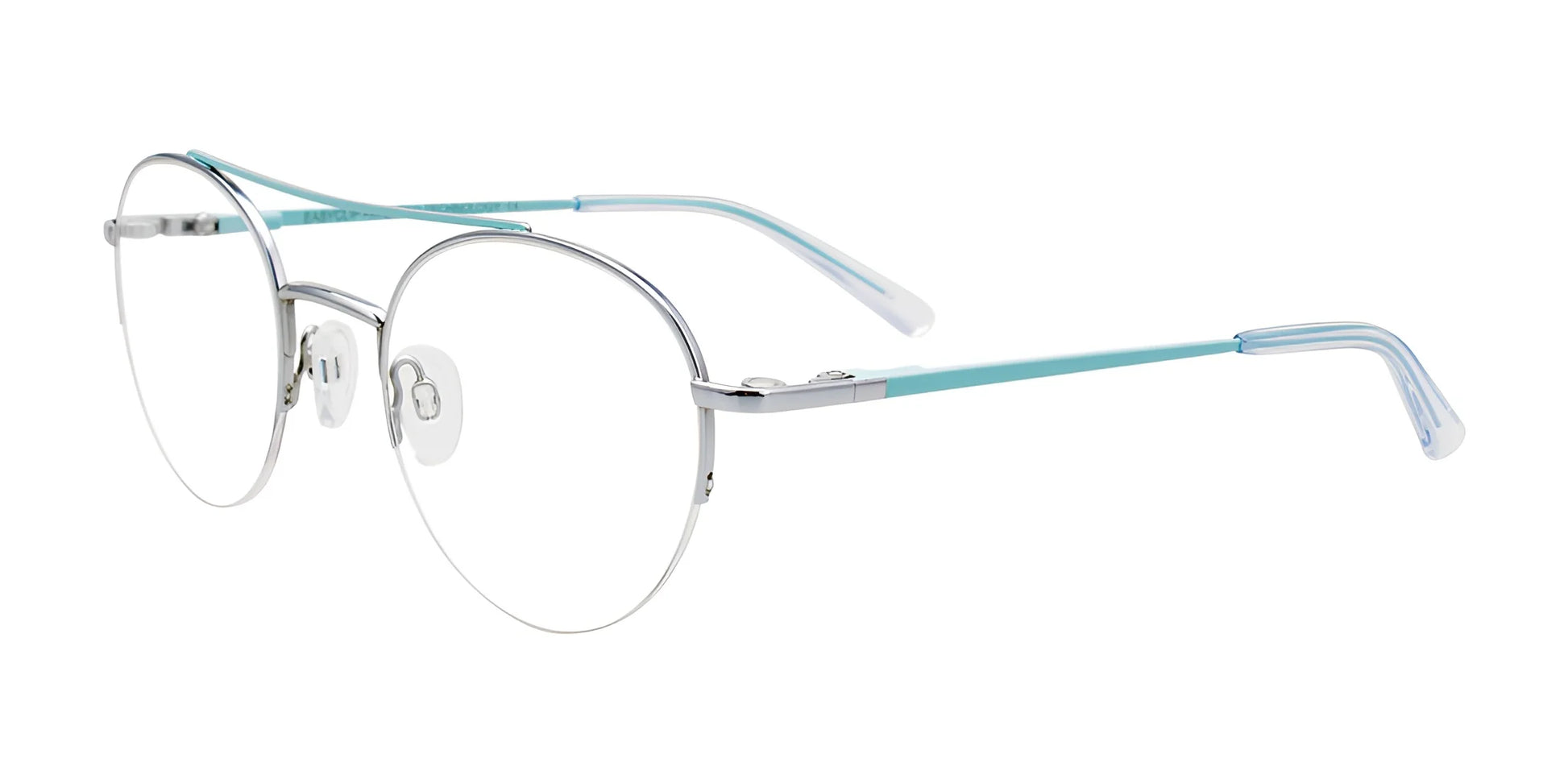 EasyClip EC574 Eyeglasses with Clip-on Sunglasses Silver & Turquoise