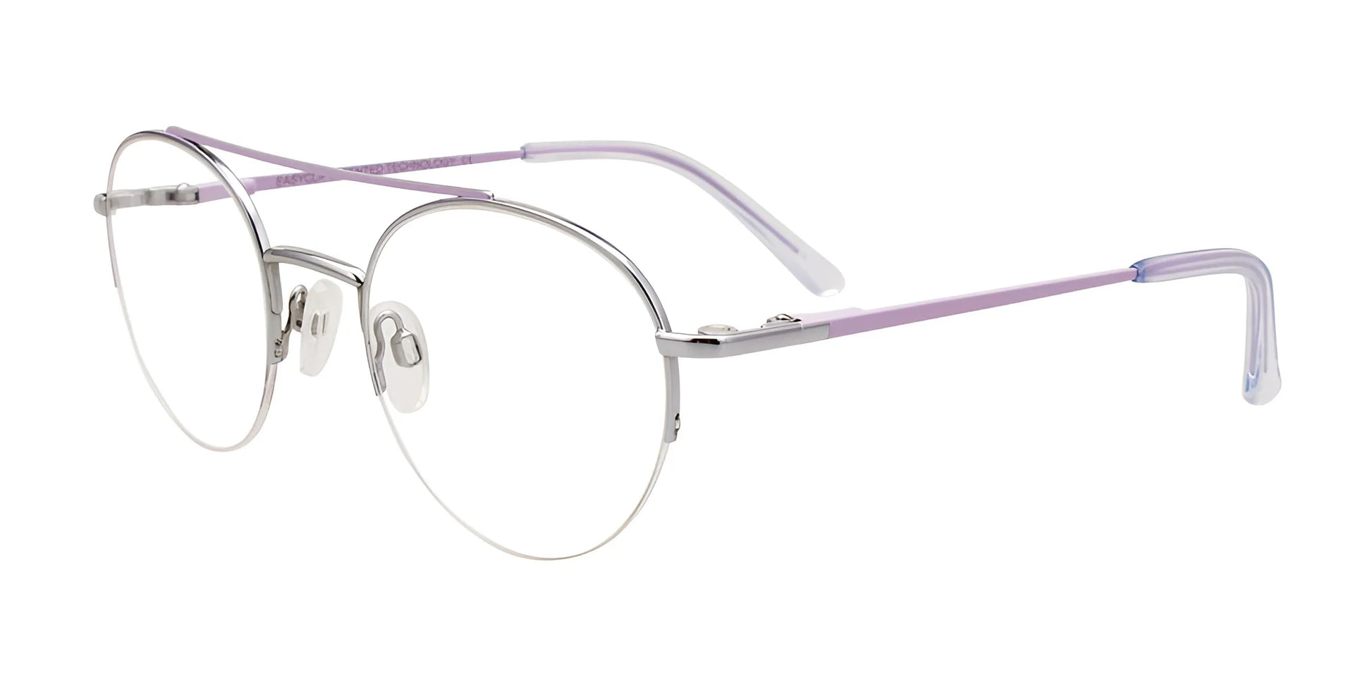 EasyClip EC574 Eyeglasses with Clip-on Sunglasses Silver & Lilac