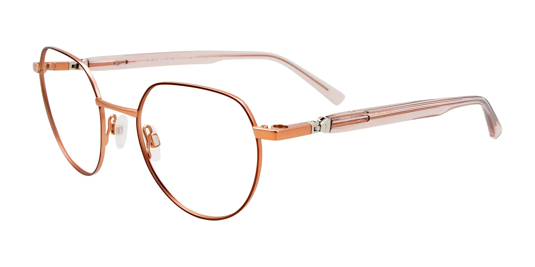 EasyClip EC578 Eyeglasses with Clip-on Sunglasses Cop & Pink Gold / Crys Lt Pnk