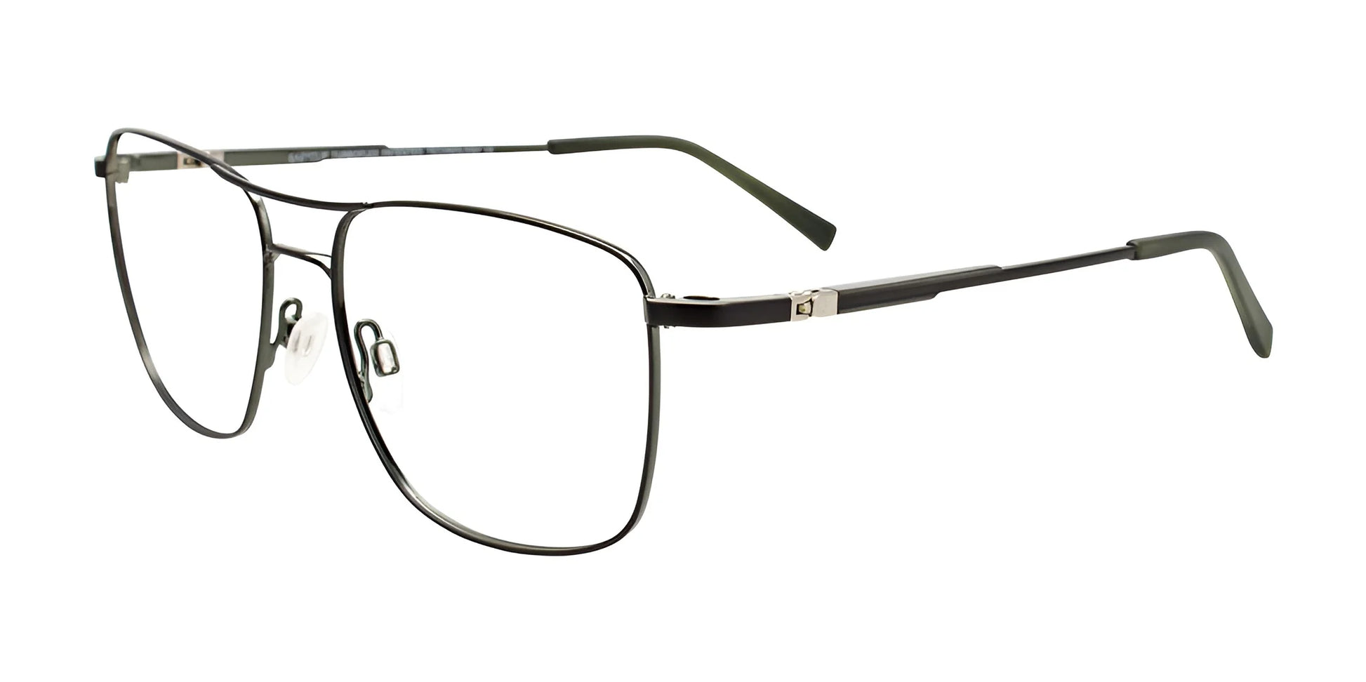 EasyClip EC579 Eyeglasses with Clip-on Sunglasses Satin Steel Green & Matt Black