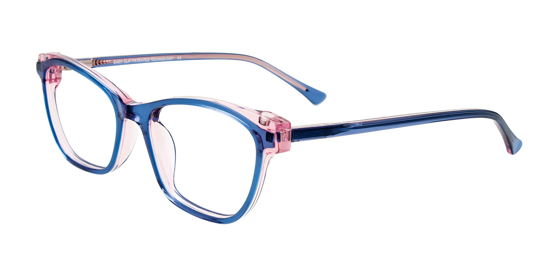 EasyClip EC582 Eyeglasses with Clip-on Sunglasses Blue & Crystal Pink