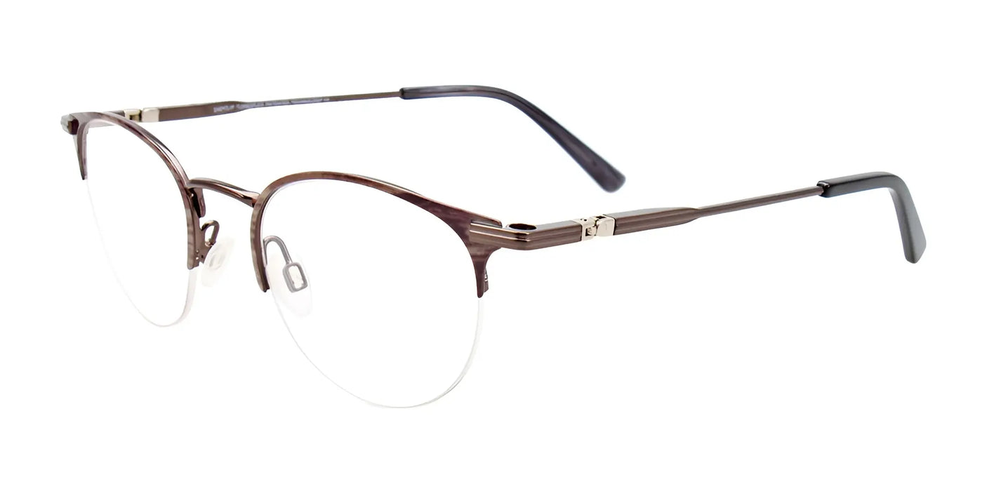 EasyClip EC587 Eyeglasses with Clip-on Sunglasses Beige & Brown Stripes & Dark Steel / Dark Steel