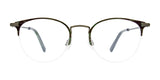 Round, thin metal-framed EasyClip EC587 Eyeglasses with clear lenses, shown on a white background, showcasing the versatility of EasyClip Eyeglasses with Clip-on Sunglasses.