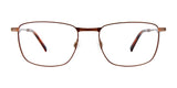 The EasyClip EC588 Eyeglasses, featuring a distinct rectangular thin wireframe with brown arms, are set against a white background and provide a sleek look.