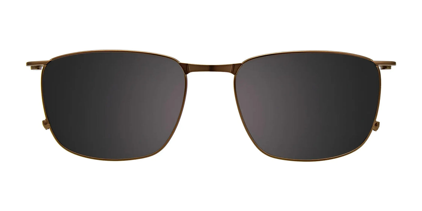 Thin brown metal frame sunglasses with black rectangular polarized lenses, featuring the EasyClip EC588 design in size 53.