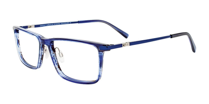 EasyClip EC590 Eyeglasses with Clip-on Sunglasses | Size 54 / Blue Striped