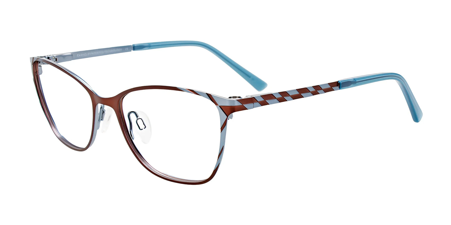 EasyClip EC591 Eyeglasses with Clip-on Sunglasses Satin Brown & Blue