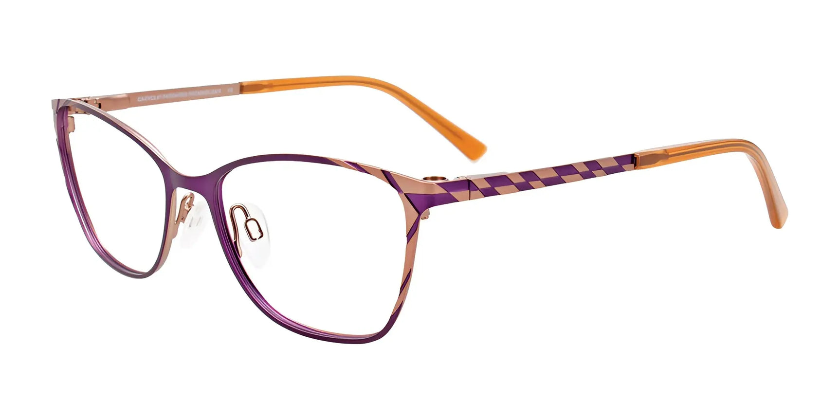 EasyClip EC591 Eyeglasses with Clip-on Sunglasses Satin Purple & Pink Gold