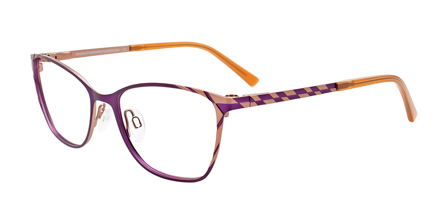 EasyClip EC591 Eyeglasses with Clip-on Sunglasses Satin Purple & Pink Gold