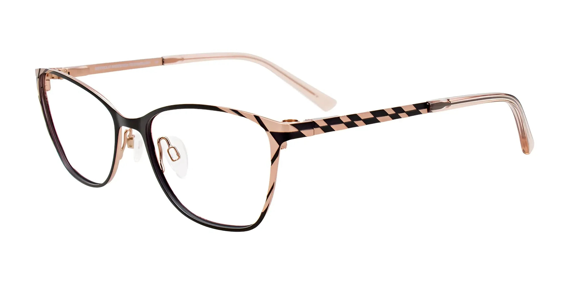 EasyClip EC591 Eyeglasses with Clip-on Sunglasses Satin Black & Pink Gold