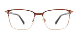 EasyClip EC592 eyeglasses feature bronze metal frames with rectangular lenses and black temple tips, set against a white background, and are compatible with EasyClip polarized clip-on sunglasses.