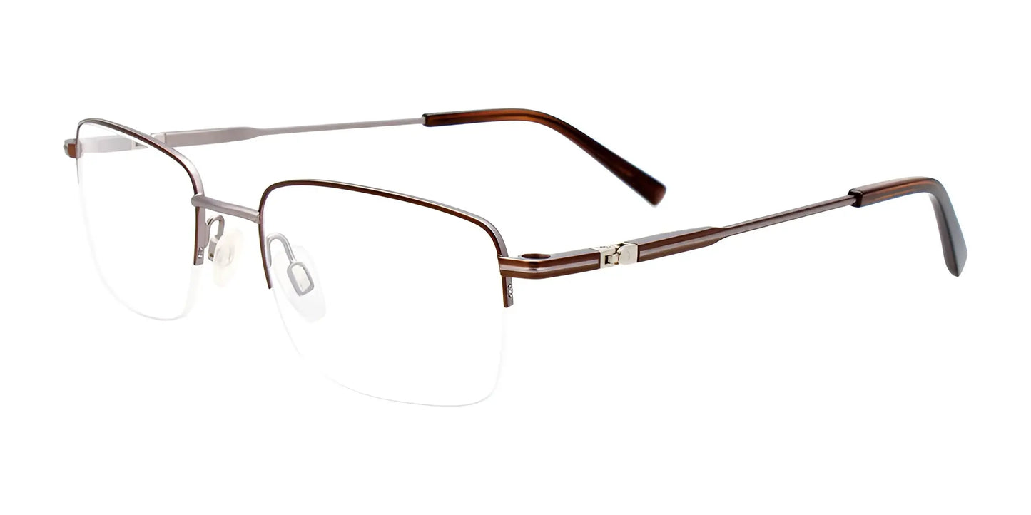 EasyClip EC593 Eyeglasses with Clip-on Sunglasses Brown & Steel