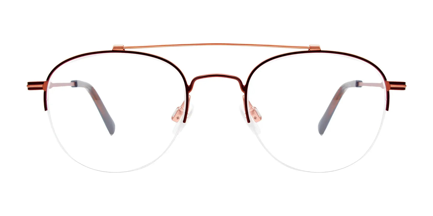 The EasyClip EC594 Eyeglasses with Clip-on Sunglasses boast a copper wireframe, double bridge, and clear lenses, making them ideal for any occasion.