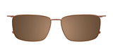 The EasyClip EC597 Eyeglasses with Clip-on Sunglasses, featuring a brown rectangular design with thin metal frames and dark lenses, are displayed on a white background. These polarized sunglasses deliver superior UV protection and clarity, making them an ideal choice for sunny days, all while offering a sleek design.