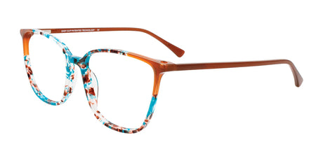 EasyClip EC598 Eyeglasses with Clip-on Sunglasses Turquoise Multicolor & Brown / Brown