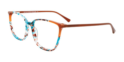 EasyClip EC598 Eyeglasses with Clip-on Sunglasses Turquoise Multicolor & Brown / Brown
