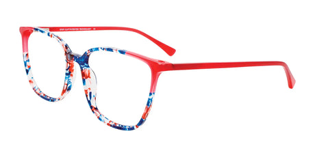 EasyClip EC598 Eyeglasses with Clip-on Sunglasses Blue Multicolor & Red / Red