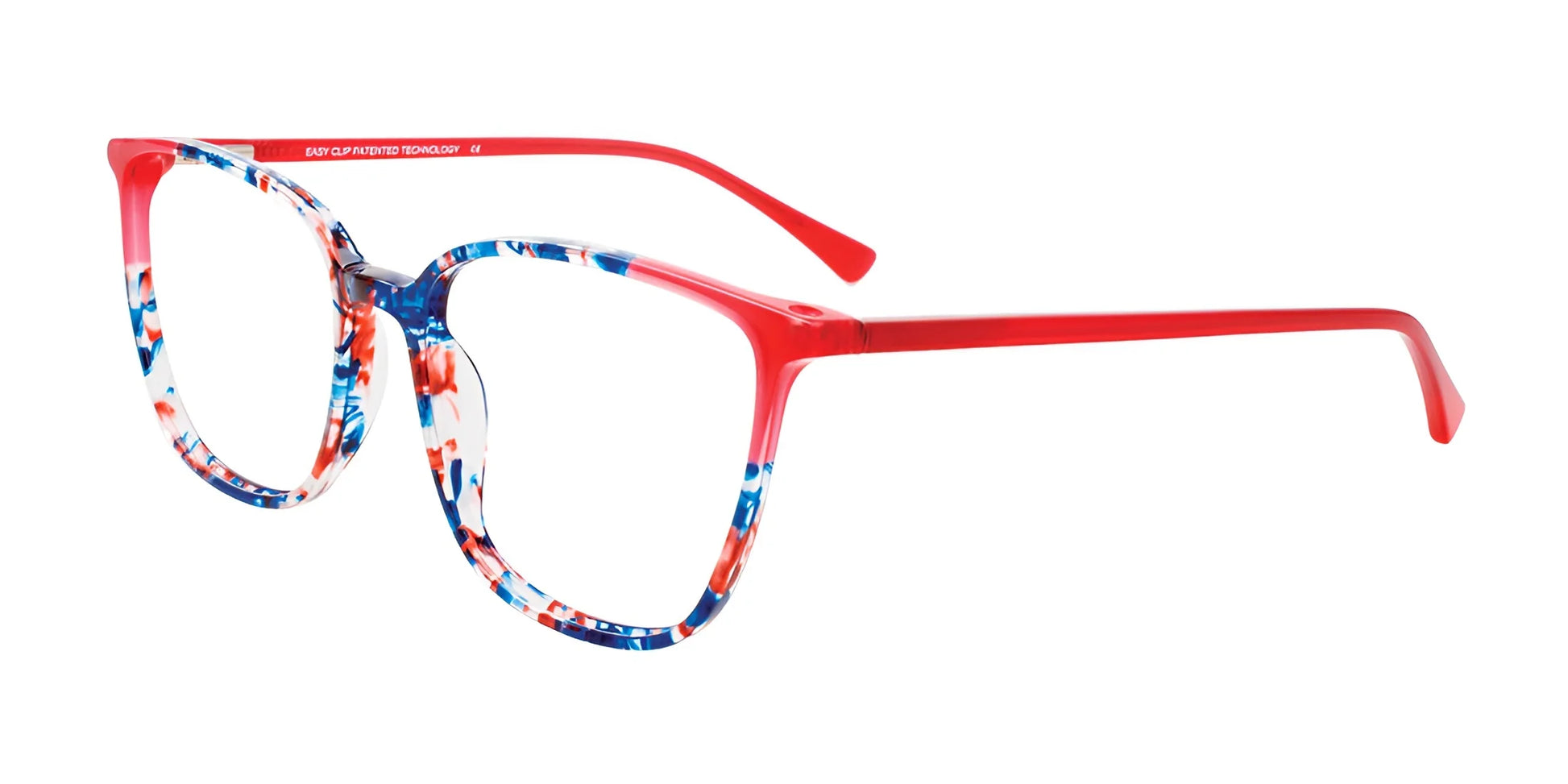 EasyClip EC598 Eyeglasses with Clip-on Sunglasses Blue Multicolor & Red / Red