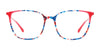 EasyClip EC598 Eyeglasses with Clip-on Sunglasses | Size 54 / Blue Multicolor & Red/Red
