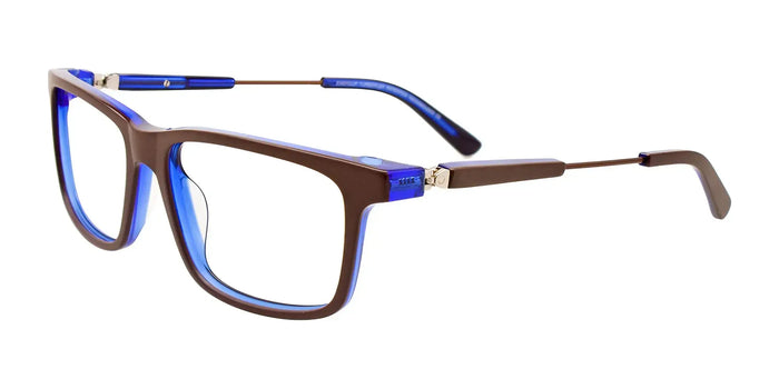 EasyClip EC599 Eyeglasses with Clip-on Sunglasses | Size 50 / Brown Matt & Cryst Blue / Brown Matt & Cryst Blue