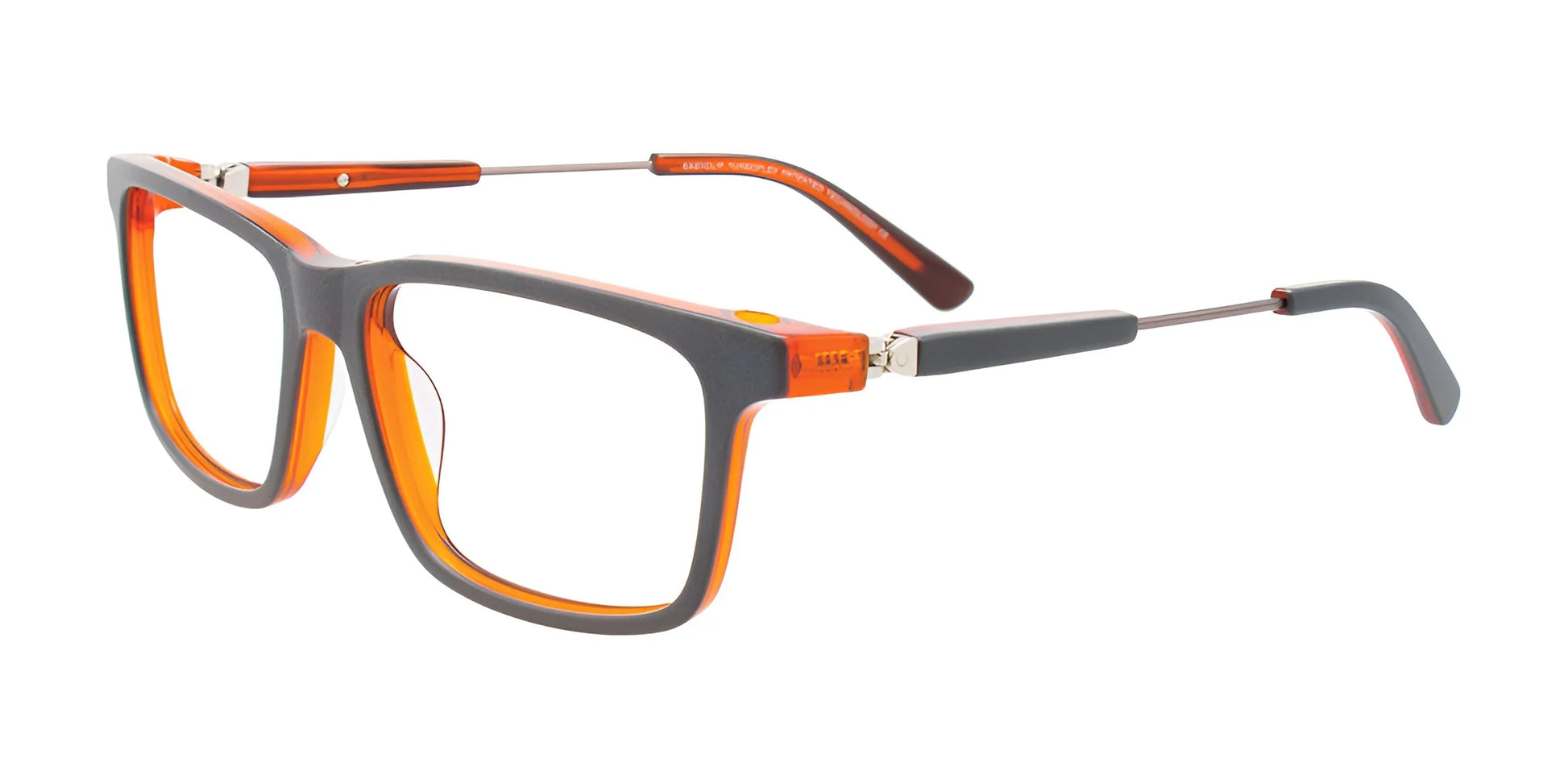 EasyClip EC599 Eyeglasses with Clip-on Sunglasses Matt Grey & Cryst Orange / Matt Grey & Cryst Orange